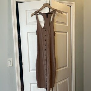 Knot sisters tan button down dress